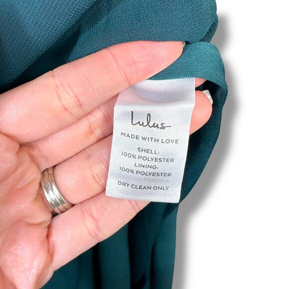Lulus NWT Thoughts of Hue Emerald Green Surplice V-Neck Sleeveless Maxi Dress - Picture 10 of 10